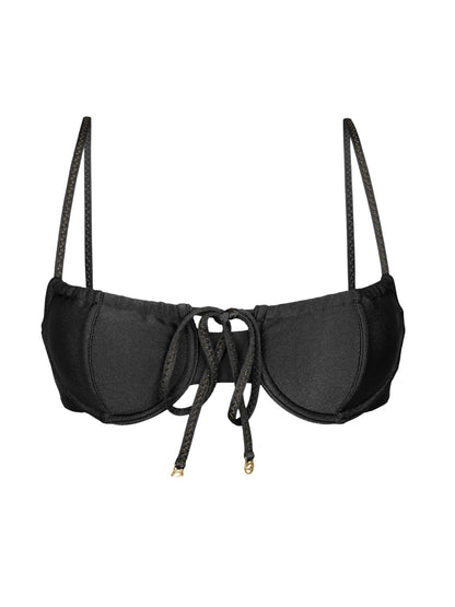 Product Front: Rio De Sol Top Top Shimmer-Black Balconet-Tie