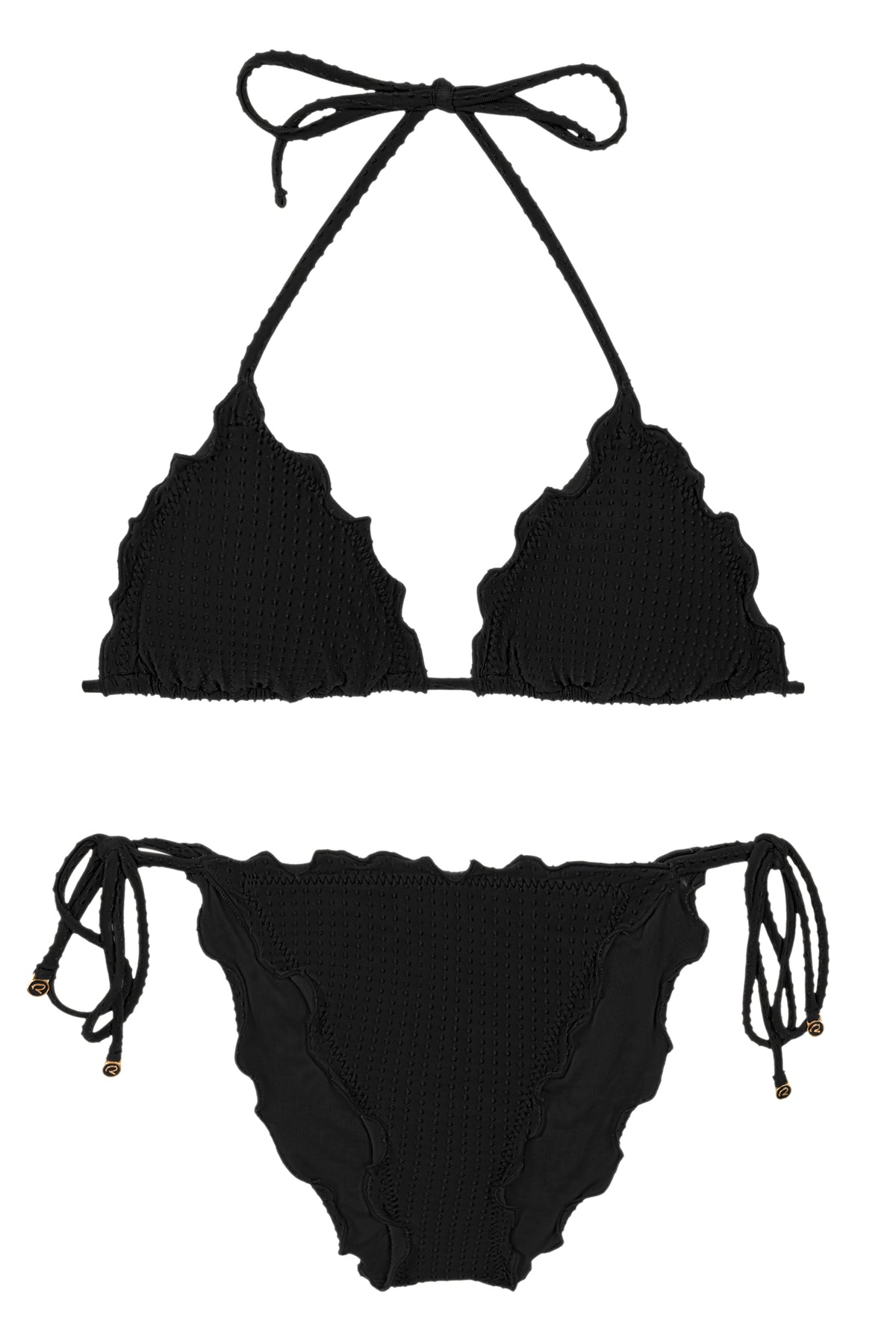 Product Front: Rio De Sol Two Piece Swimwear Set Dots-Black Frufru-Comfy