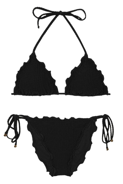 Product Front: Rio De Sol Two Piece Swimwear Set Dots-Black Frufru-Comfy