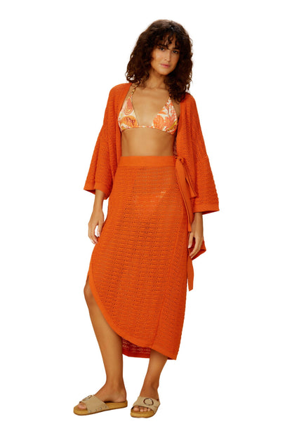 Image 03: Blueman Beach Skirt Laranja-Tricot Saia
