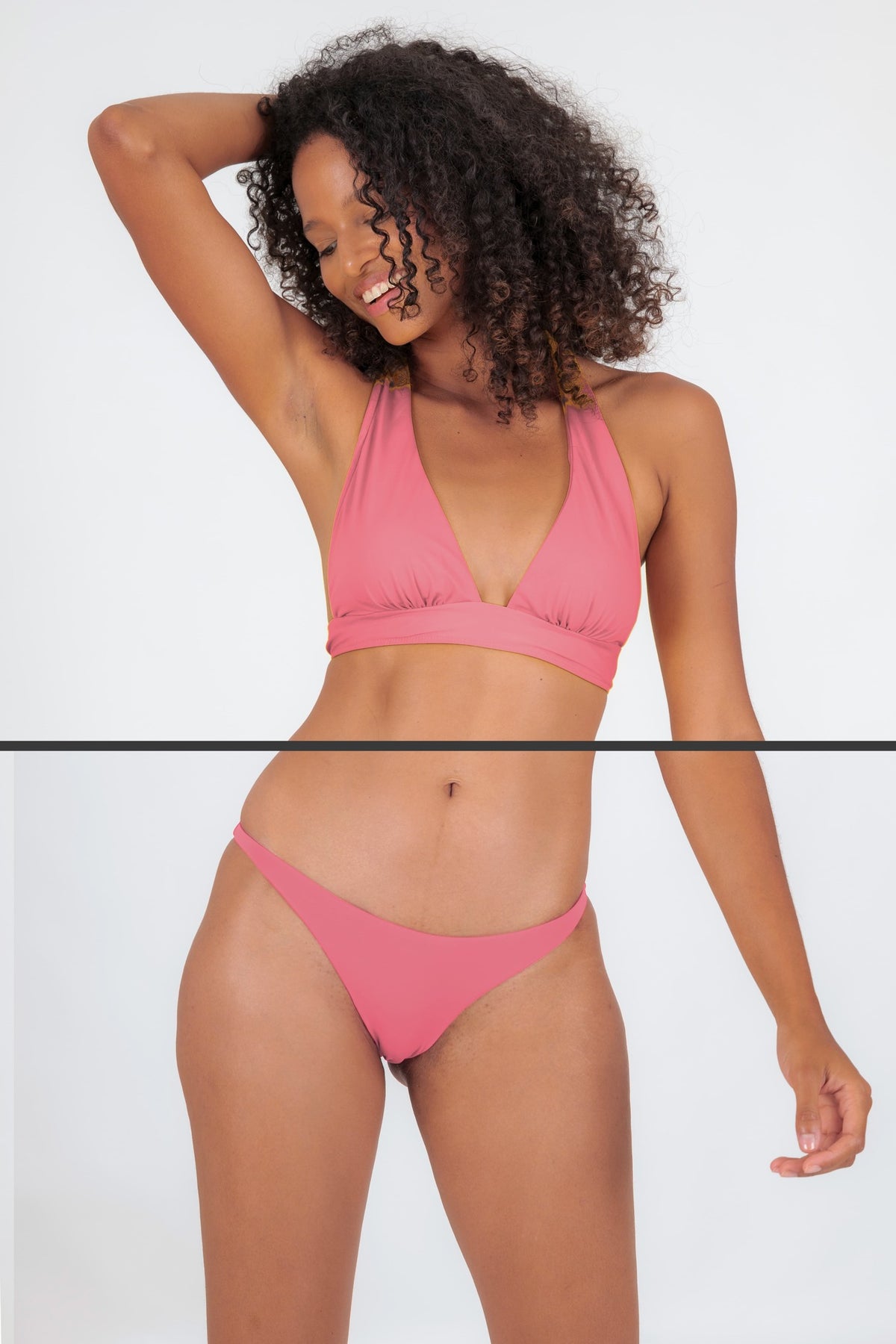 Model Front: Rio De Sol Two Piece Swimwear Set Confetti Halter-Cos Leblon-Fio