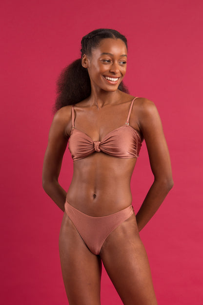 Image 08: Rio De Sol Two Piece Swimwear Set Shimmer-Copper Bandeau-Joy Nice-Fio