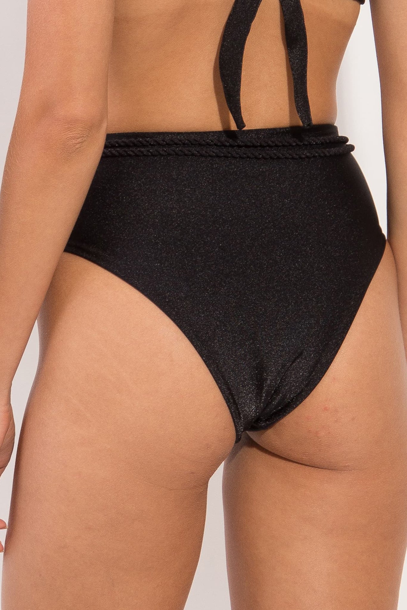 Image 07: Rio De Sol Bottom Bottom Shimmer-Black Belted-High-Waist