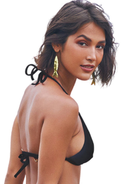 Image 04: Lua Morena Top Top Triangulo Liso Preto