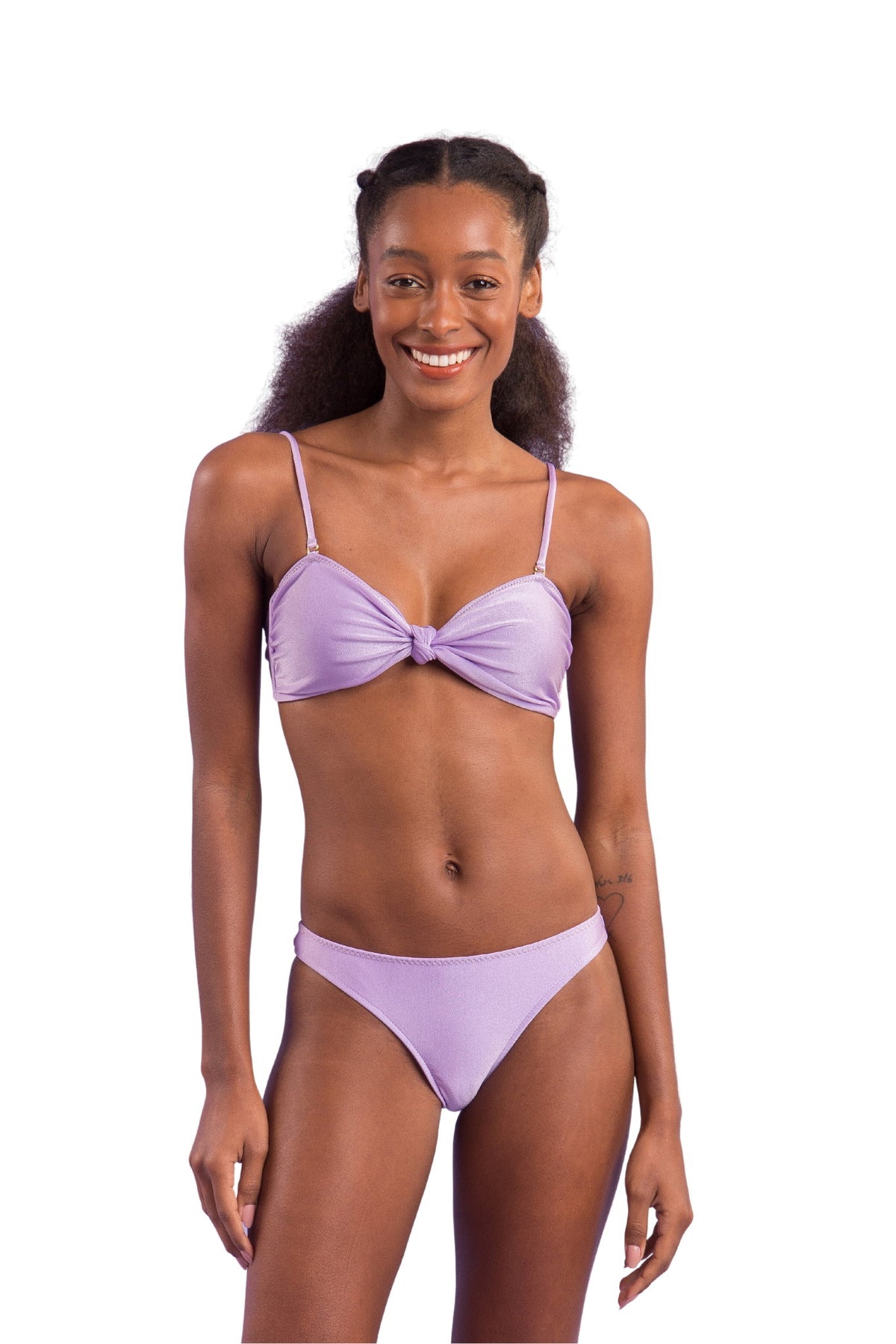 Model Front: Rio De Sol Two Piece Swimwear Set Shimmer-Harmonia Bandeau-Joy Essential