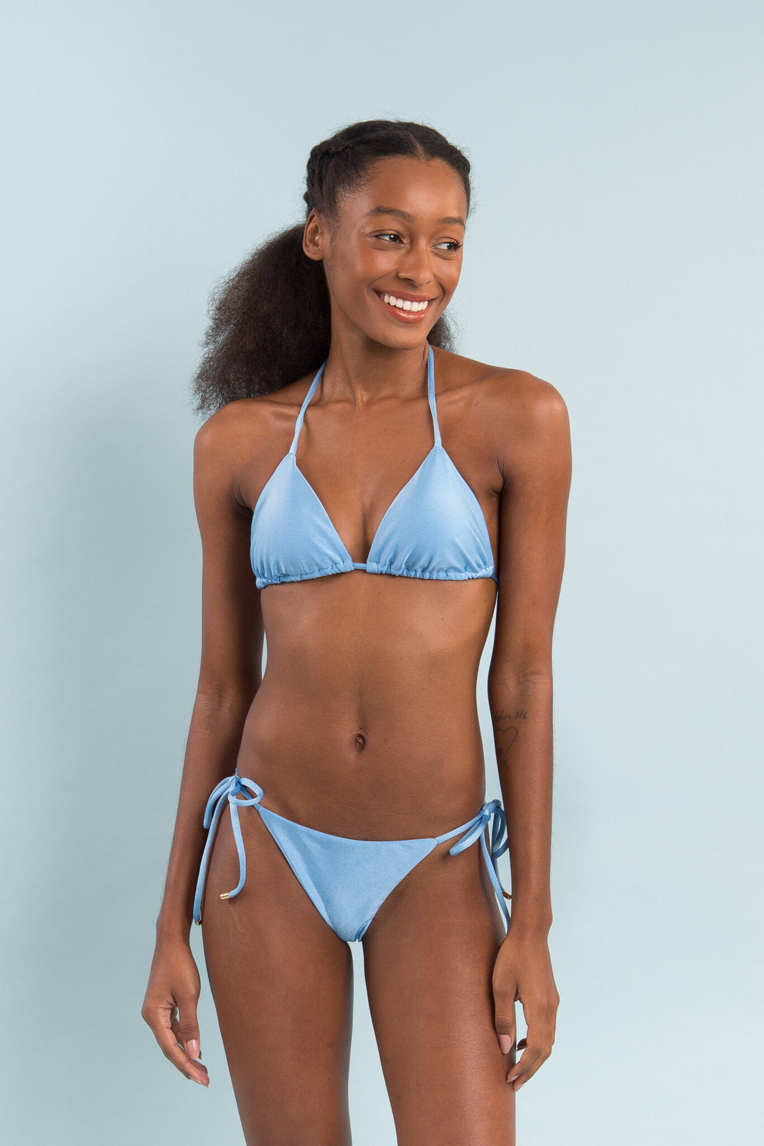Model Front: Rio De Sol Two Piece Swimwear Set Shimmer-Baltic-Sea Tri-Inv Ibiza-Comfy