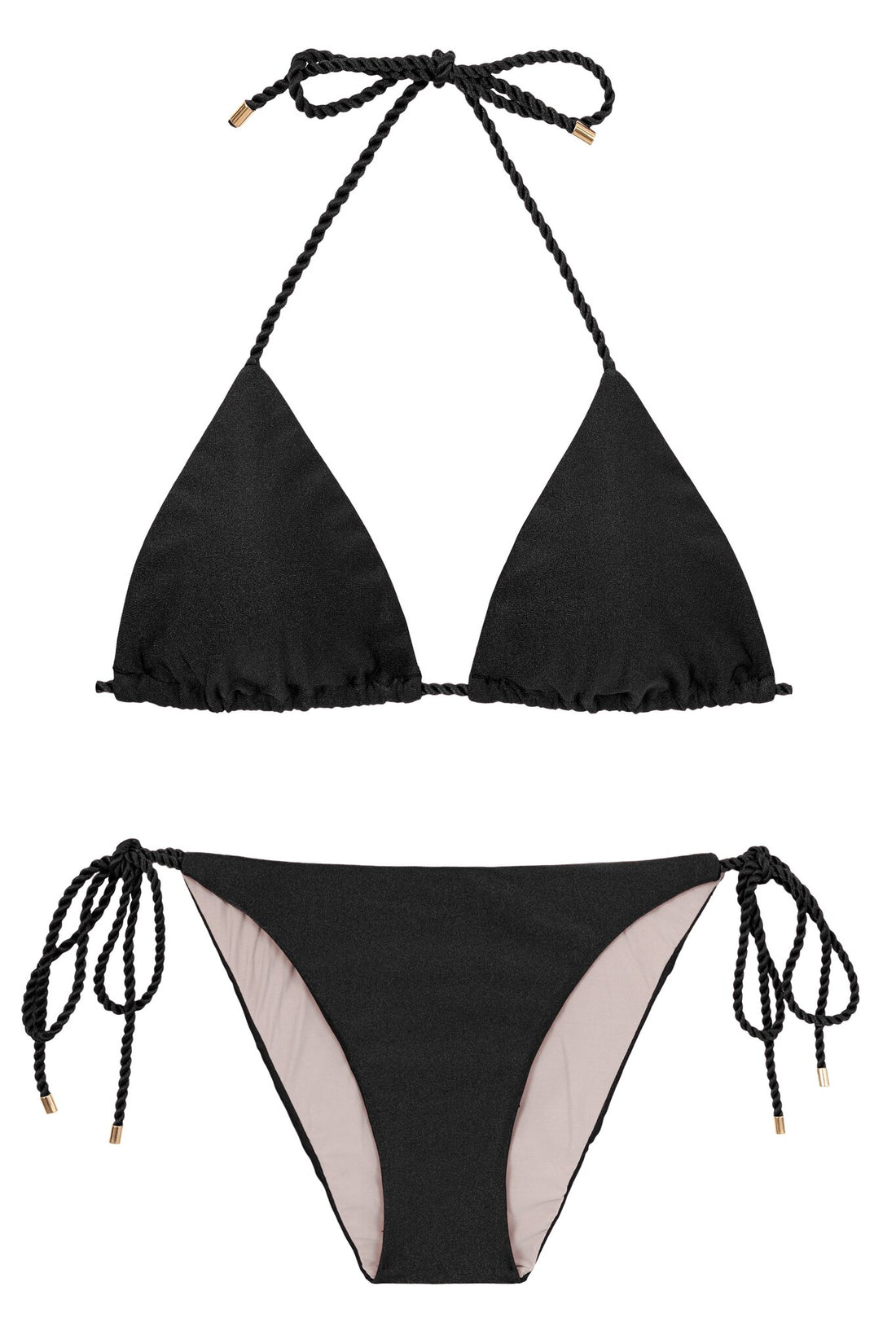 Product Front: Rio De Sol Two Piece Swimwear Set Shimmer-Black Tri-Rope Ibiza-Rope