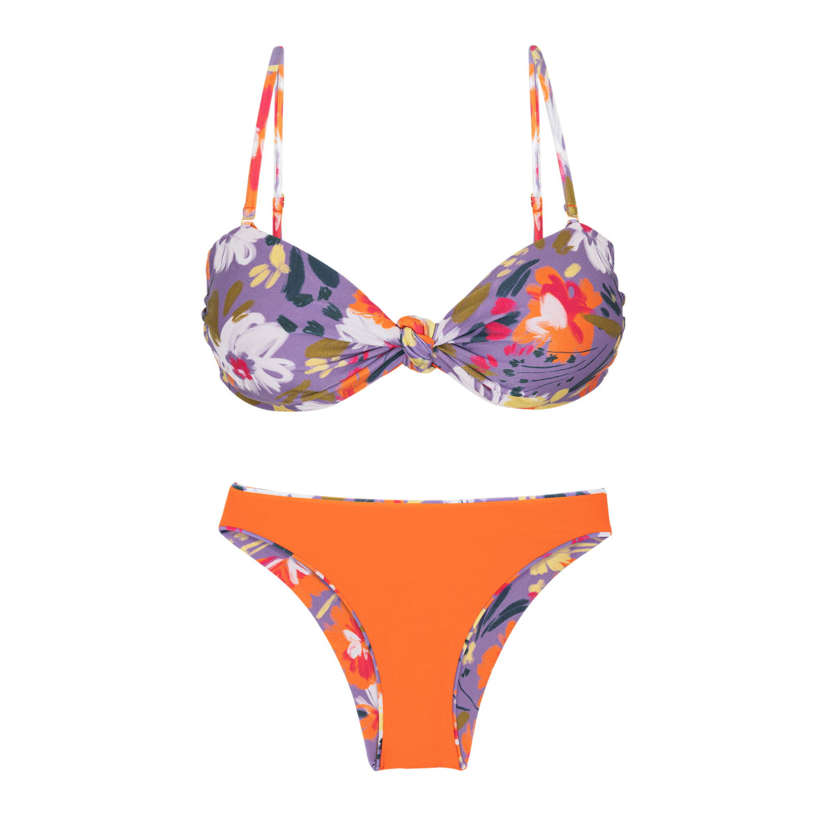 Product Back: Rio De Sol Two Piece Swimwear Set Garden-Flower Bandeau-Joy Essential