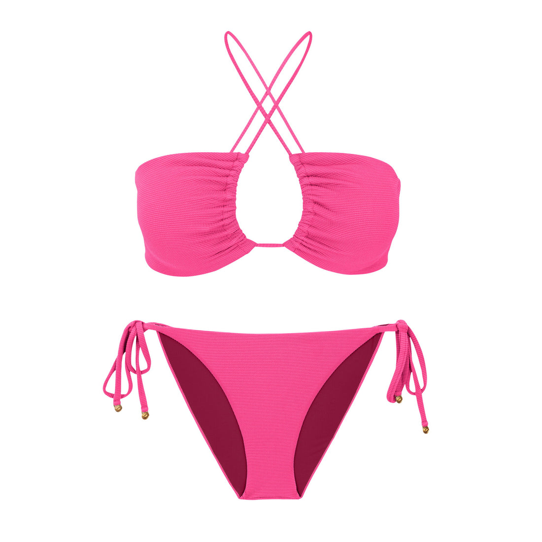 Product Front: Rio De Sol Two Piece Swimwear Set Mtx-Ultrapink Camille Ibiza-Comfy