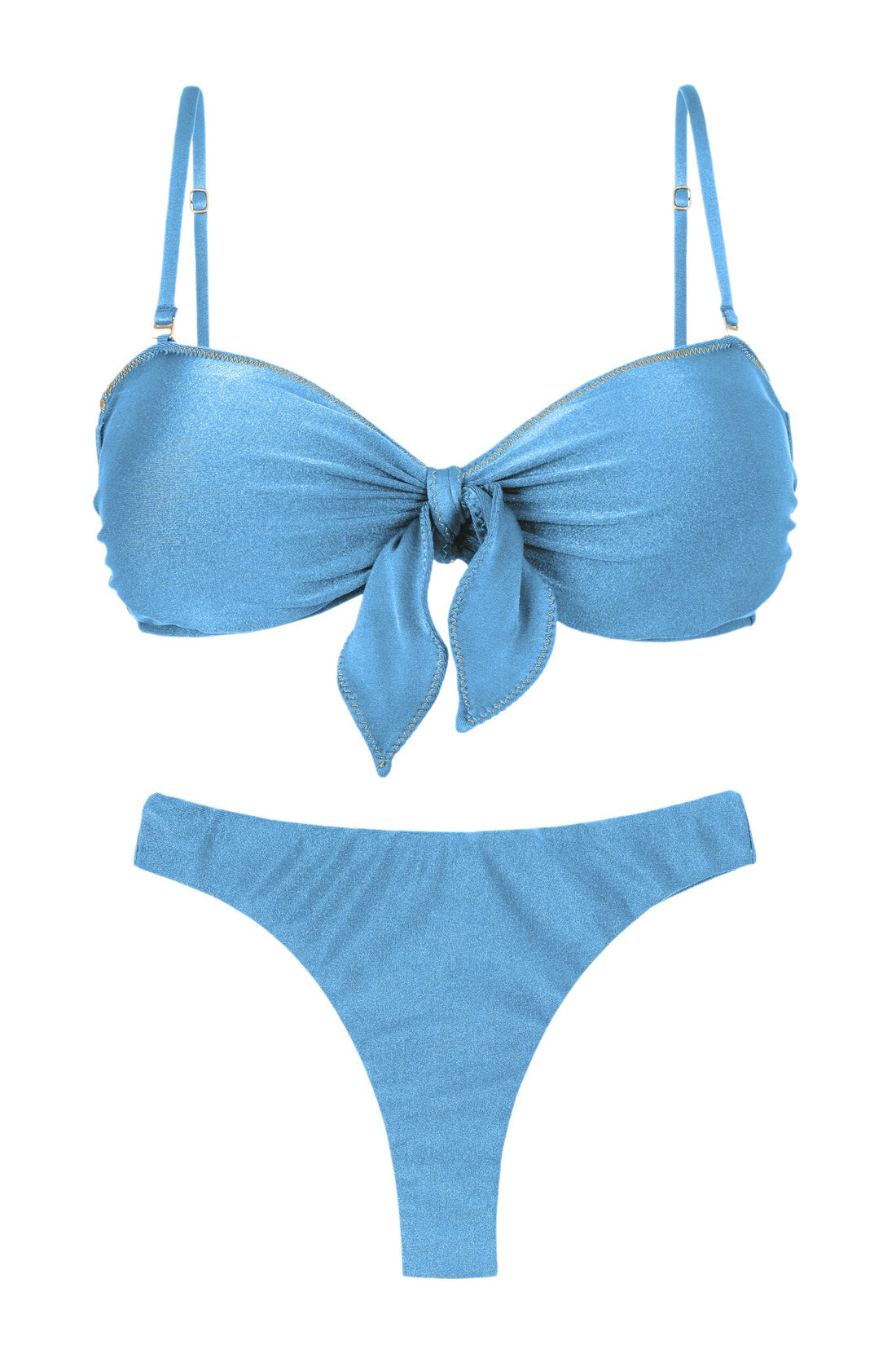 Product Front: Rio De Sol Two Piece Swimwear Set Shimmer-Baltic-Sea Bandeau-Knot Nice-Fio