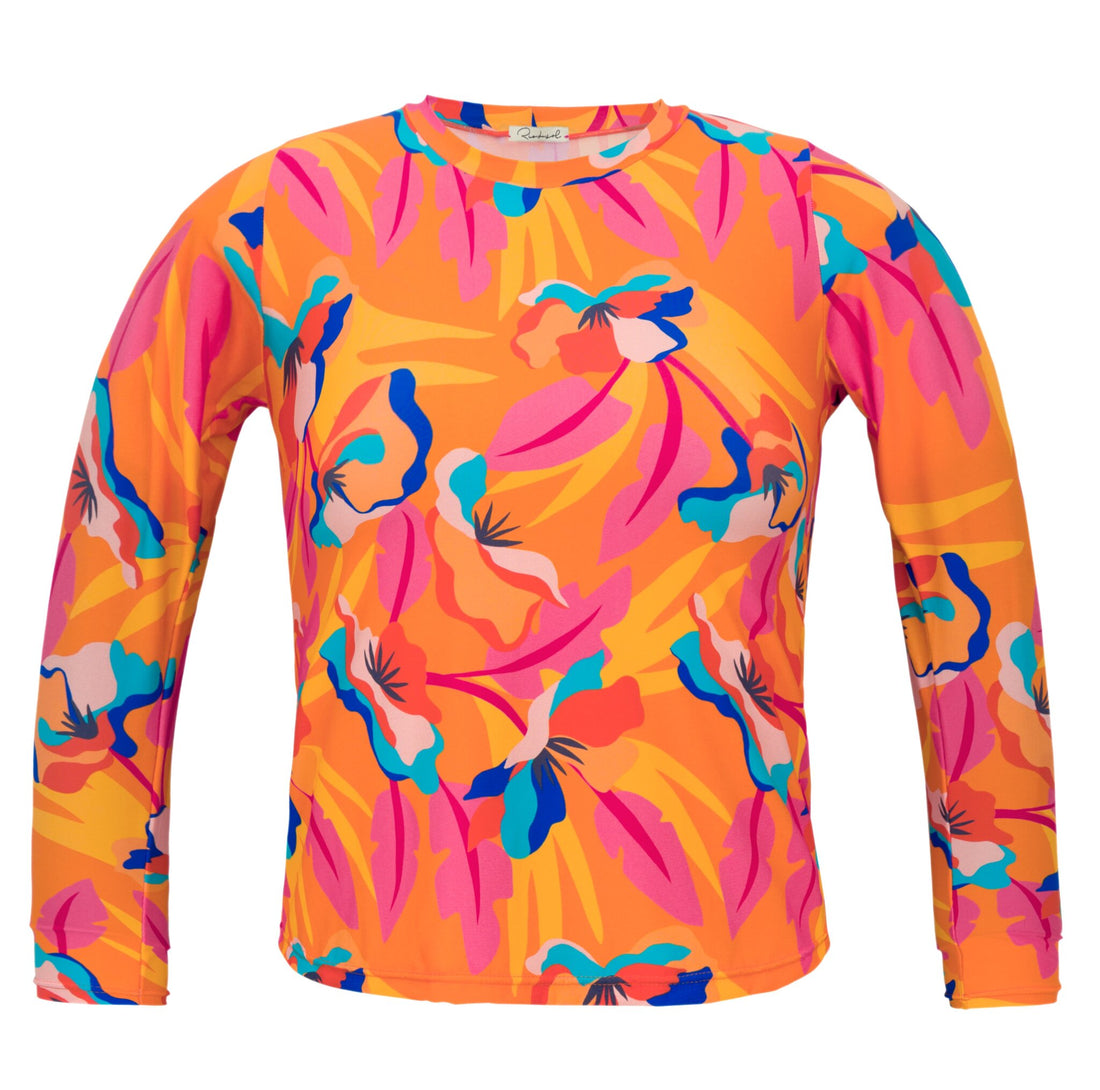 Product Front: Rio De Sol Bikini Tops Top Orange-Bloom Rash-Guard