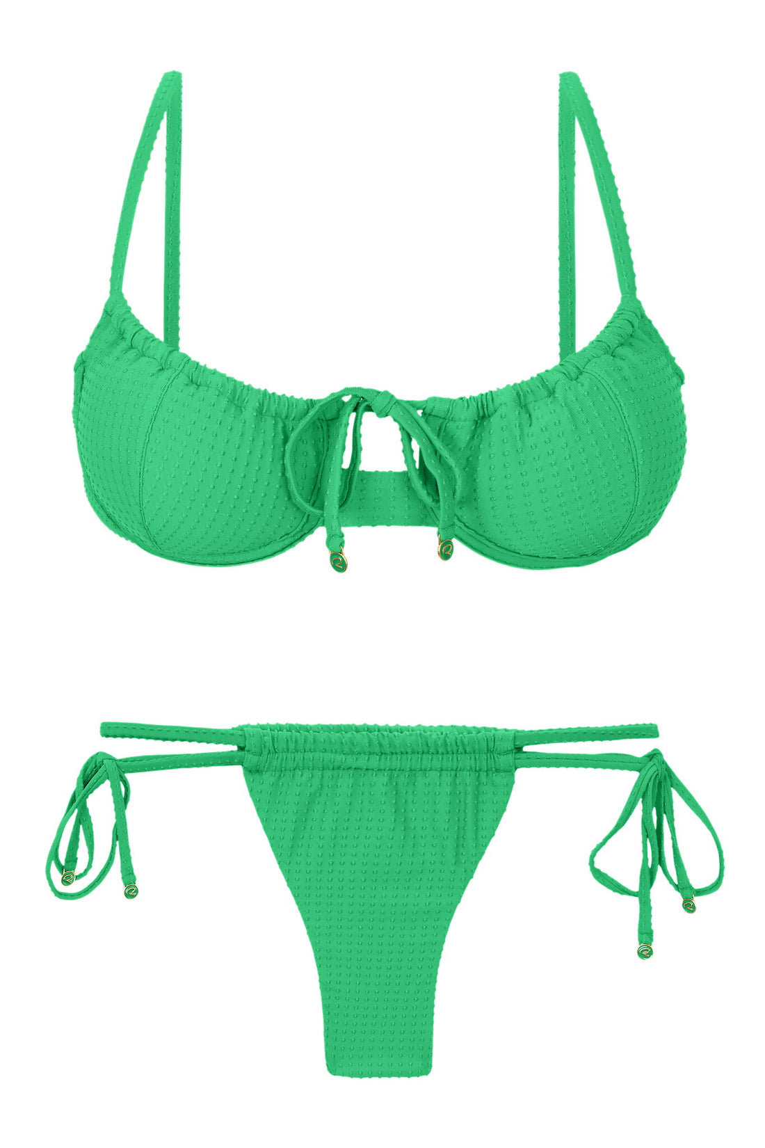 Product Front: Rio De Sol Two Piece Swimwear Set Dots-Tambourine Balconet-Tie Pipa