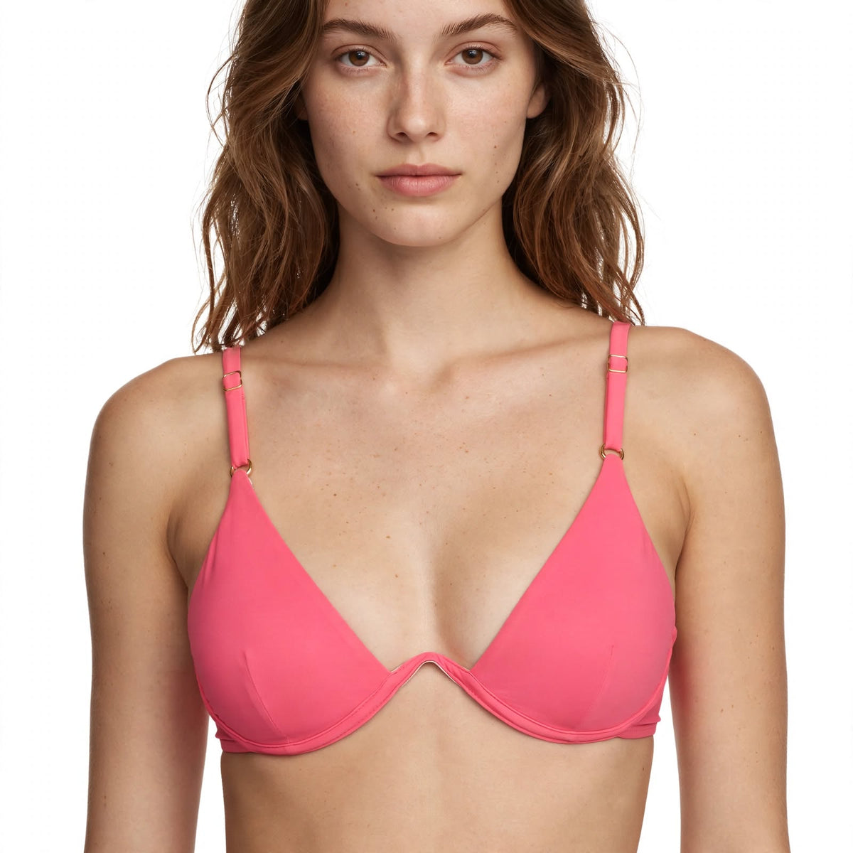 Model Front: La Playa Bikini Tops Top V Bar Pink
