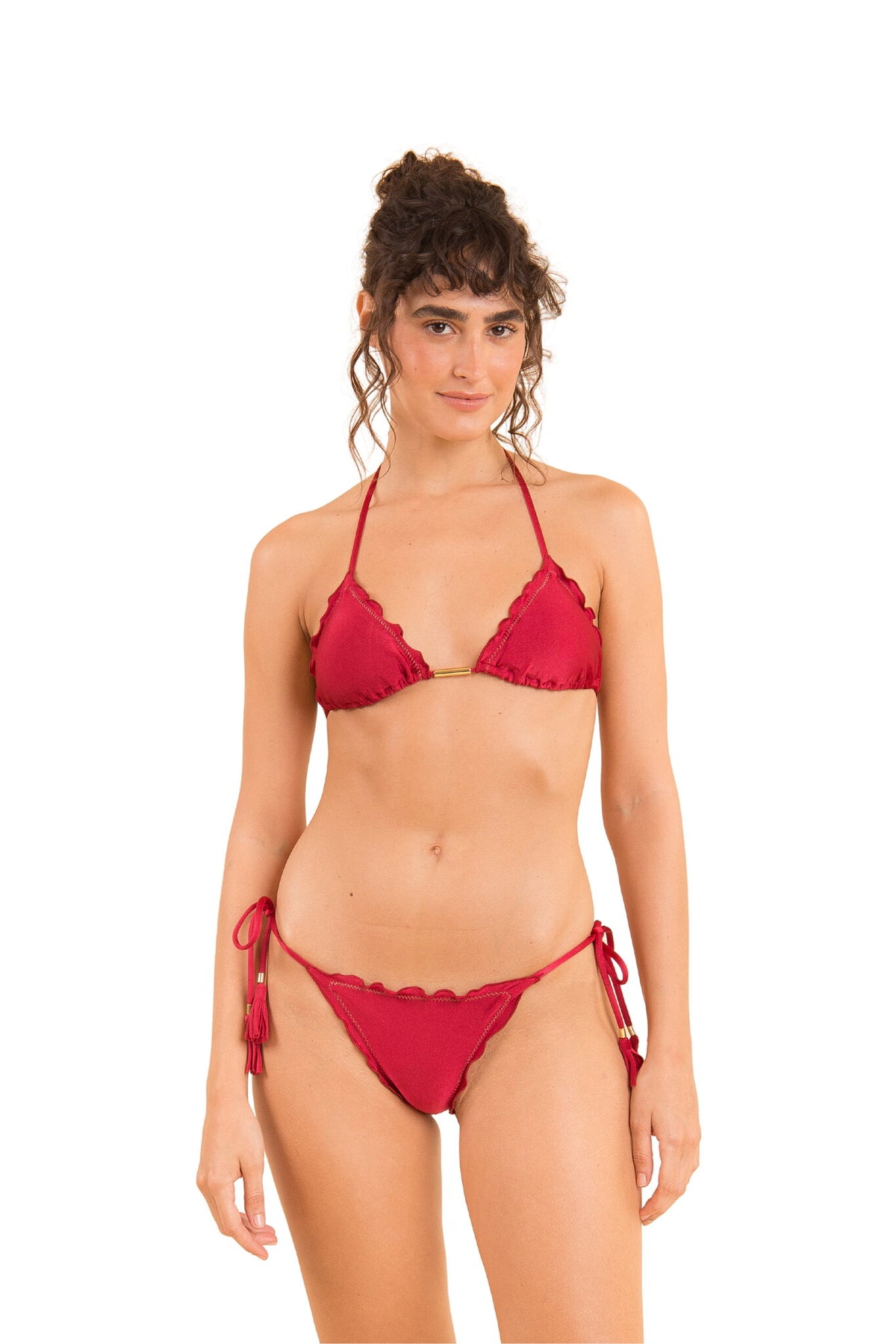 Model Front: Rio De Sol Bikini Bottoms Bottom Shimmer-Divino Frufru-Fio