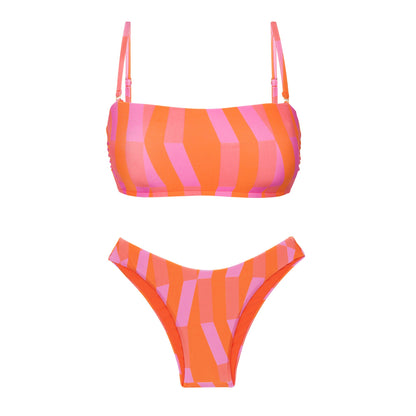 Product Front: Rio De Sol Two Piece Swimwear Set Sunrise Bandeau-Reto High-Leg