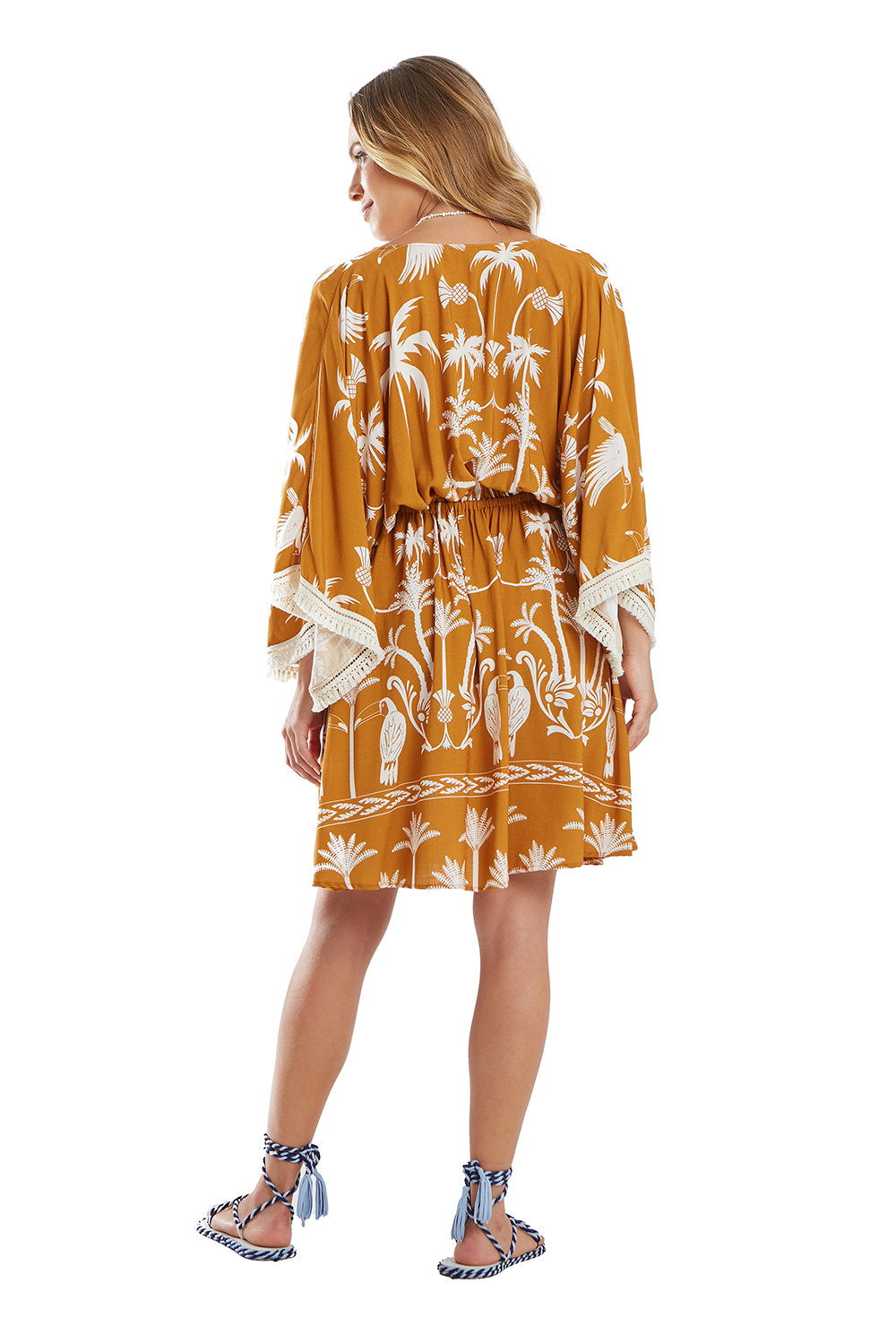 Model Back: Blueman Mini Dresses Vestido Kaftan Curto Tucanus