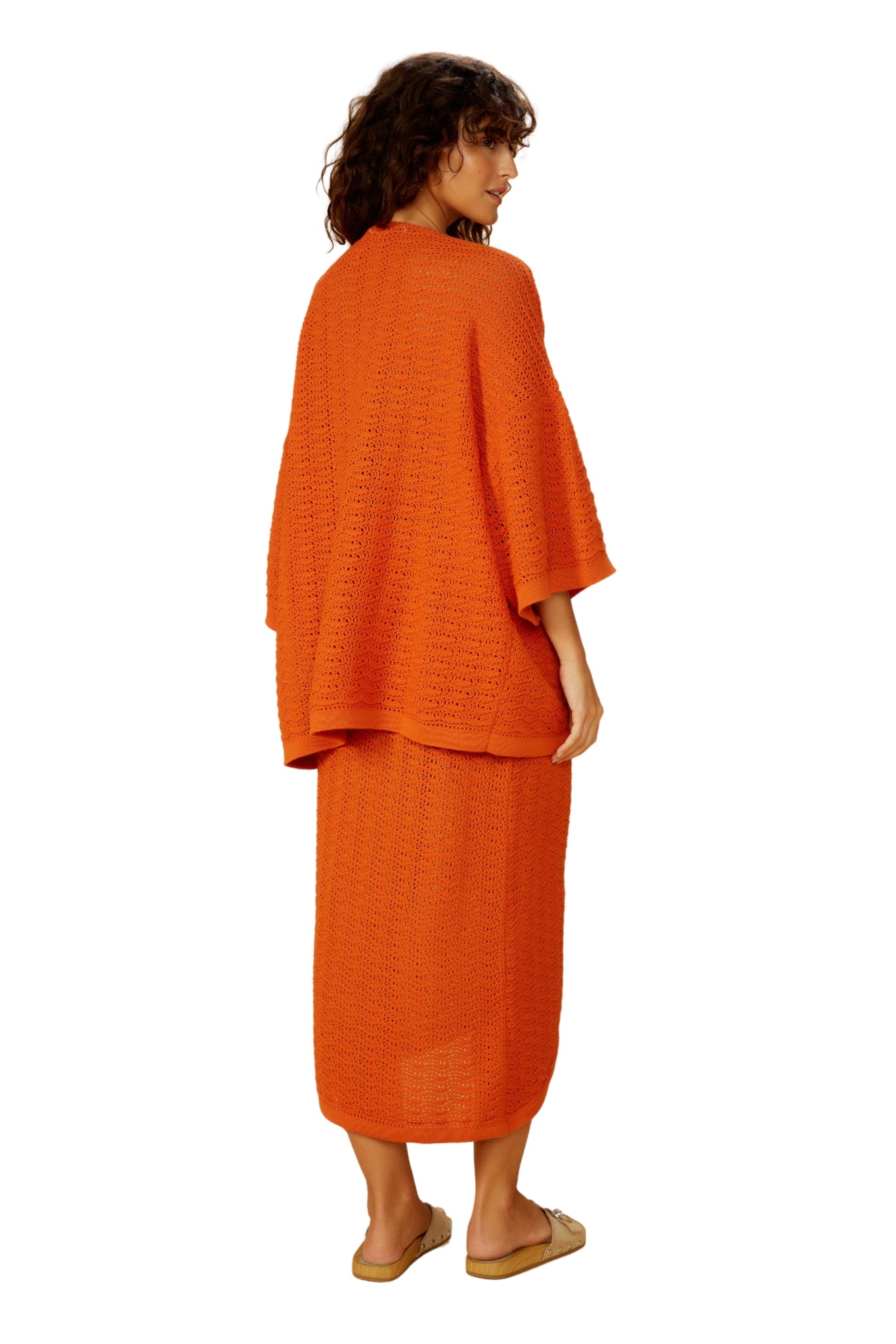 Model Back: Blueman Kaftans / Cover Ups Laranja-Tricot Kimono