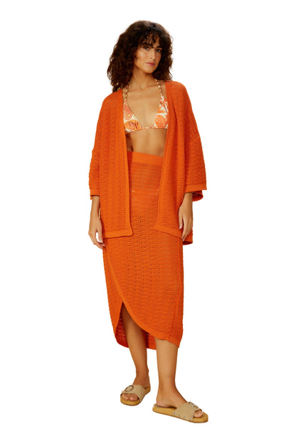 Model Front: Blueman Beach Skirt Laranja-Tricot Saia