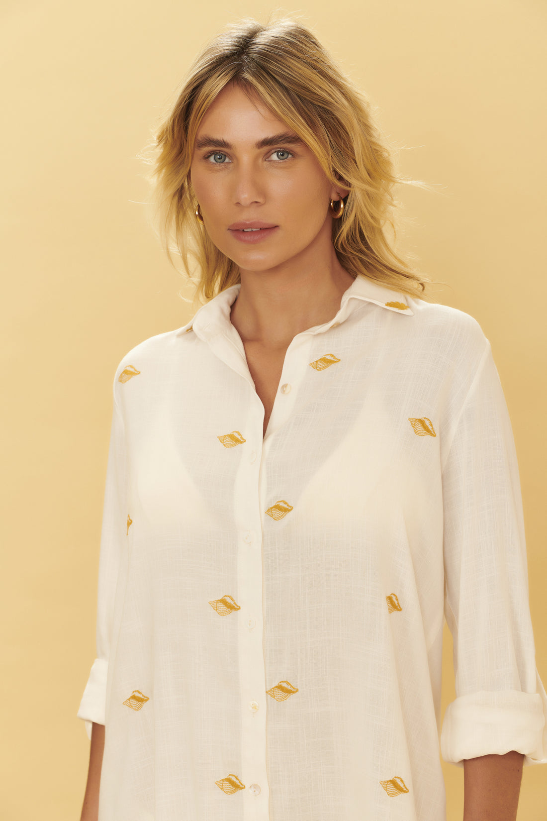 Image 02: Blueman Kaftans / Cover Ups Longsleeve Shirt Offwhite