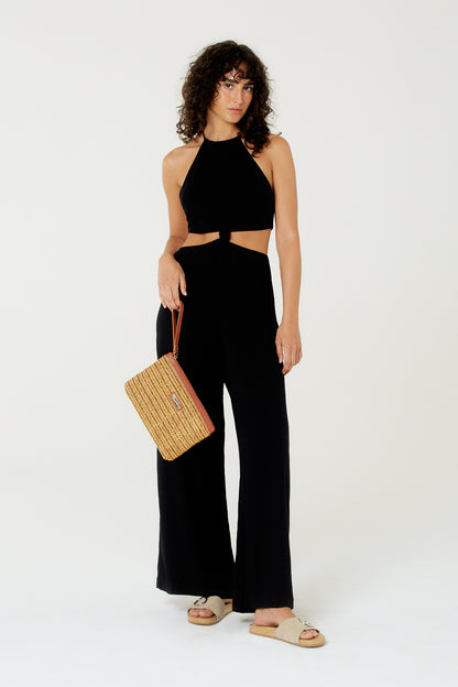 Model Front: Blueman Jumpsuits Macacao No Liso Preto Mistico