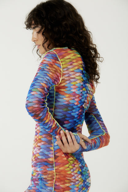 Image 03: Blueman Maxi Dresses Vestido Tule Manga Longa Escama