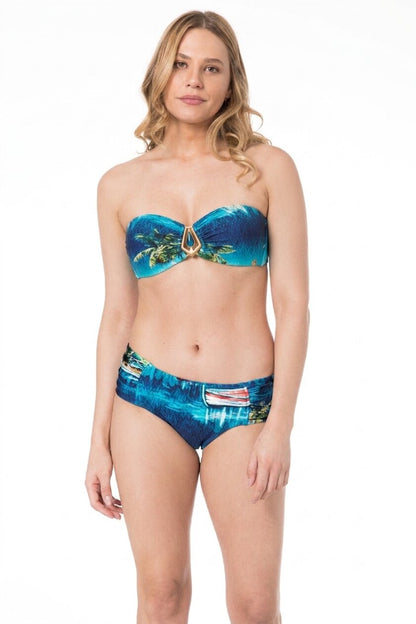 Model Front: Lua Morena Bikini Tops Top Bandeau Drapeada Media Calmaria