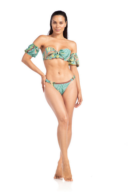 Model Front: La Playa Two Piece Swimwear Lateral Bambu