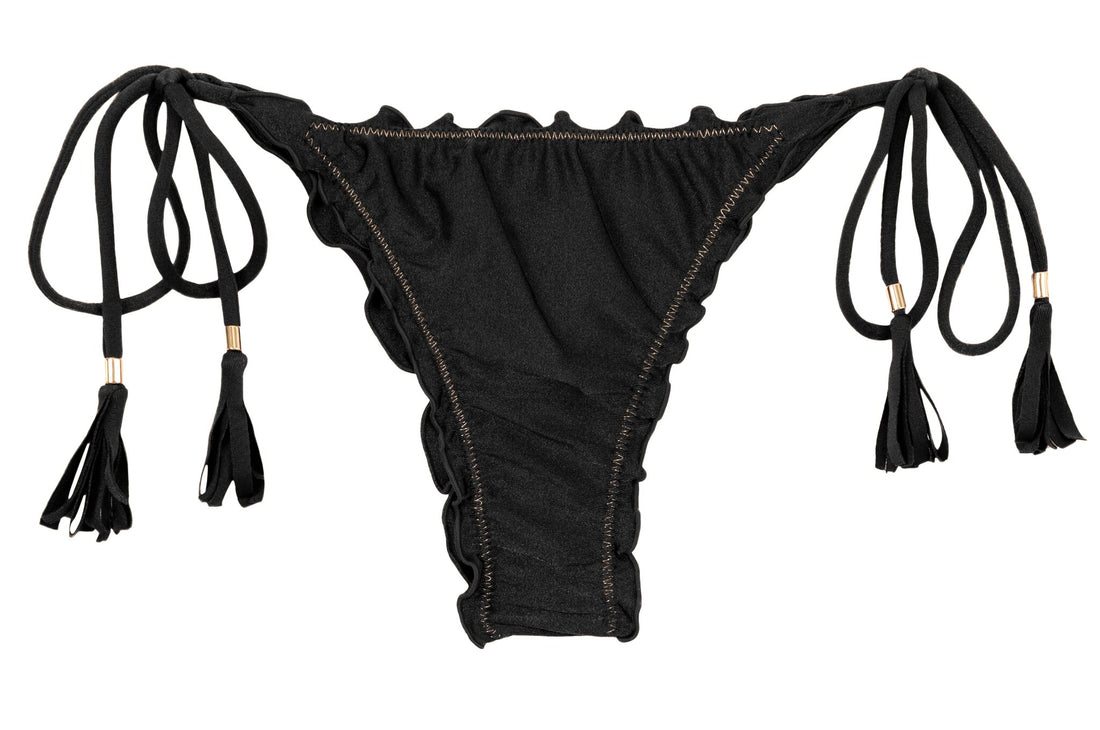 Product Front: Rio De Sol Bikini Bottoms Bottom Shimmer-Black Frufru-Fio