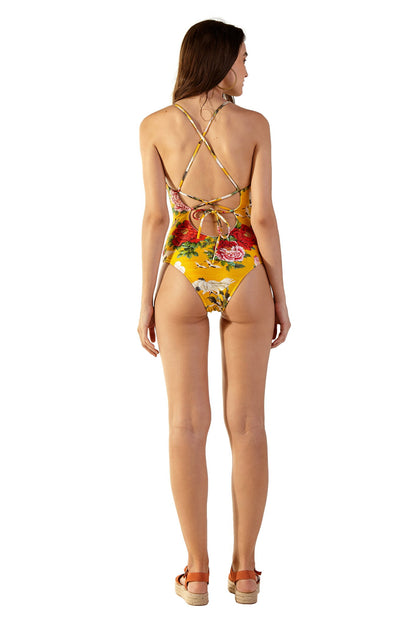 Model Back: Blueman One Piece Swimsuits Coral Xangai