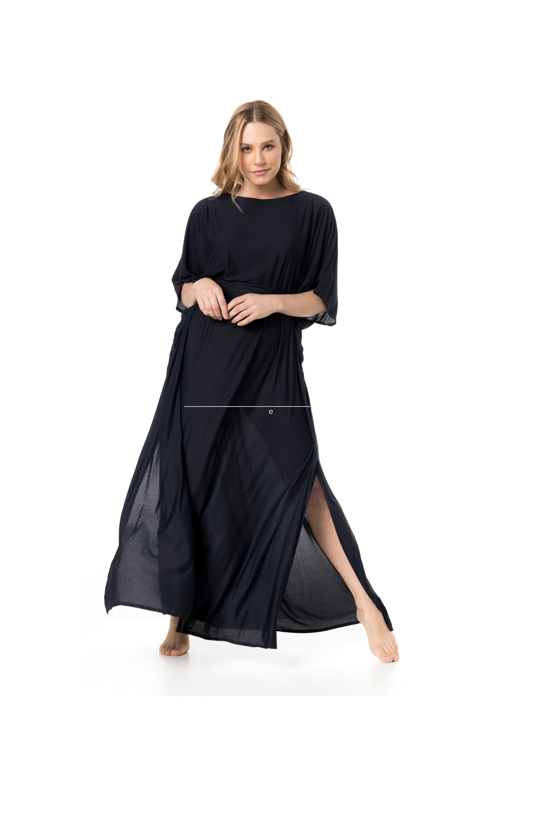 Kaftan Longo Crepe Liso Preto