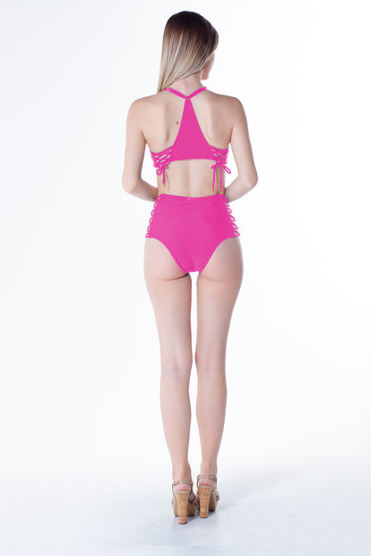 Image 04: La Playa Bottom Bottom Tiras Cruzadas Neon Rosa