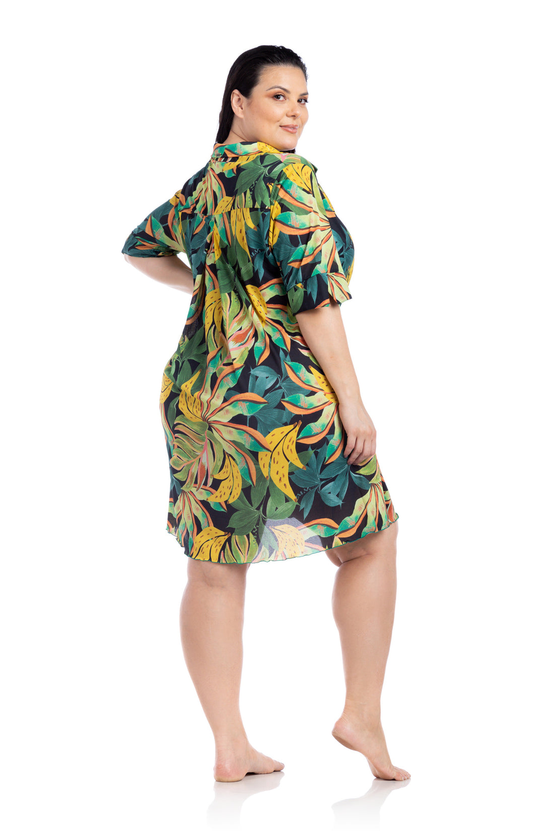 Model Back: La Playa Beach Dresses Chemise Tropicool Preto