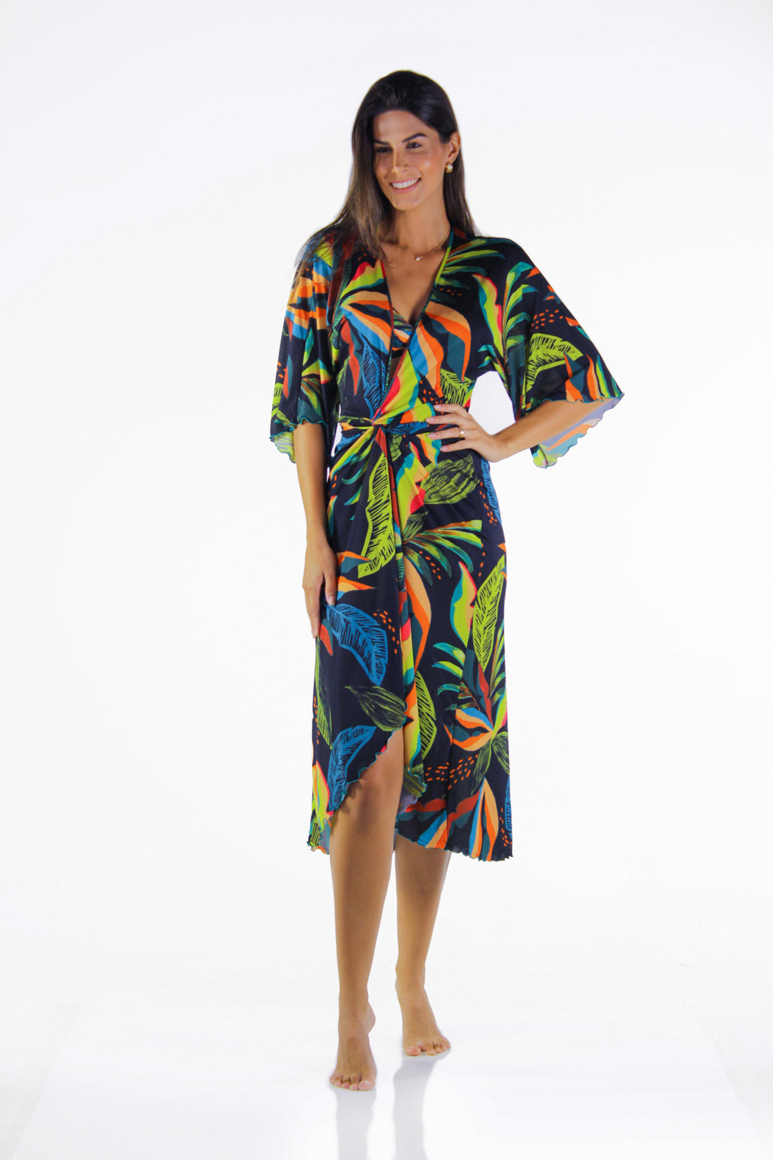 Model Front: La Playa Beach Dresses Longo Borboleta Jardins