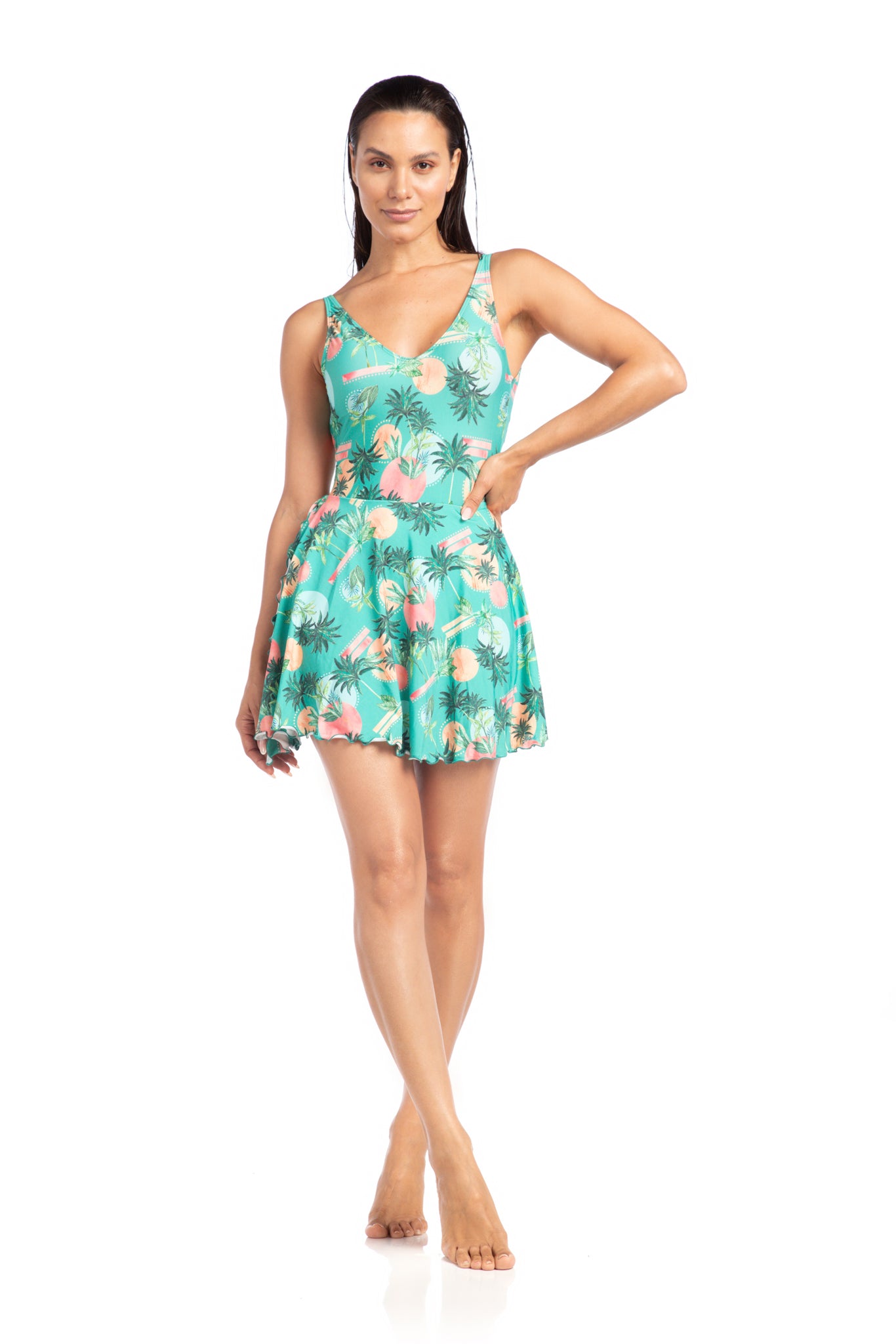 Model Front: La Playa One-Piece Maio Pareo Solar