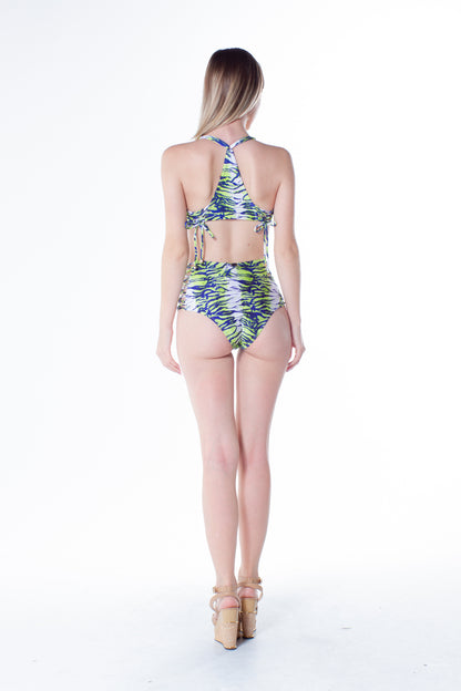 Model Back: La Playa Set Tiras Cruzadas Tigre Pop
