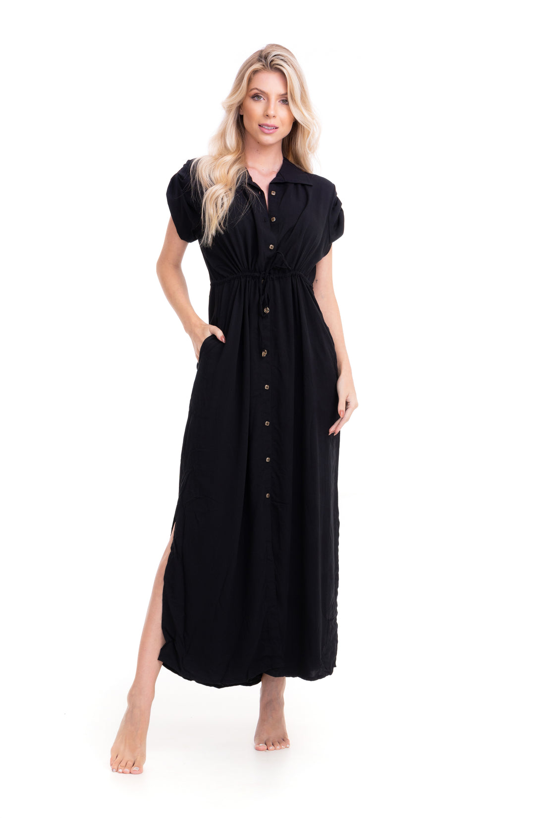 Long Shirtdress Liso Preto