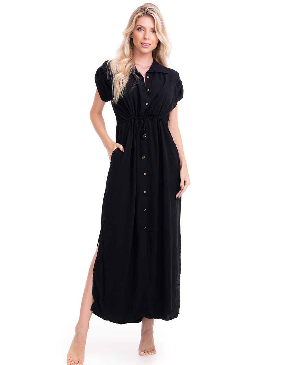 Image 04: Lua Morena Shirtdress Long Shirtdress Liso Preto
