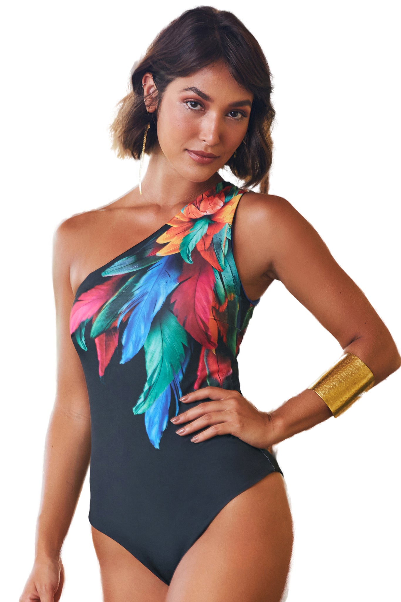 Gallery: Lua Morena One-Piece One Shoulder Brinco Preto