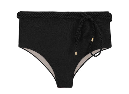Product Front: Rio De Sol Bottom Bottom Shimmer-Black Belted-High-Waist