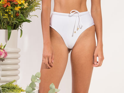 Image 09: Rio De Sol Bottom Bottom Shimmer-White Belted-High-Waist
