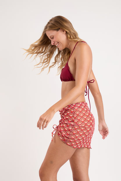 Image 03: Rio De Sol Beach Skirt Floral-Scales Mini Skirt Ruched