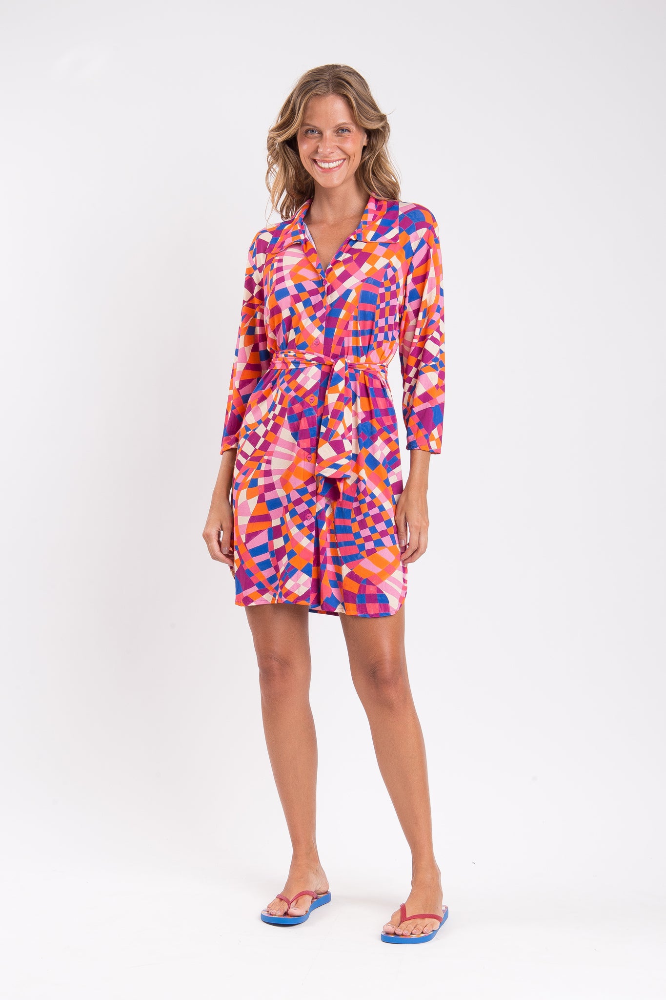 Model Front: Rio De Sol Shirtdress Funny Chemise
