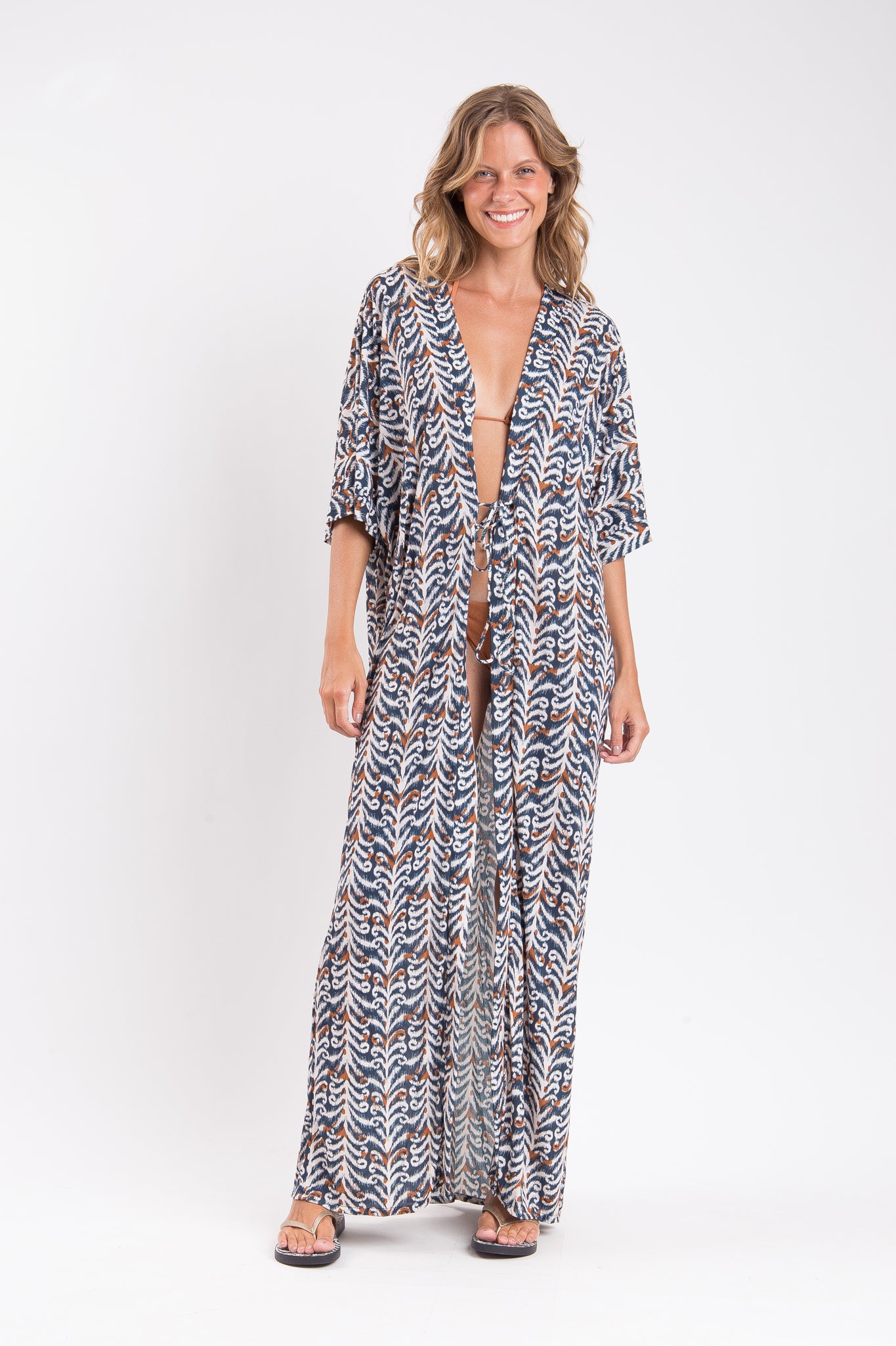 Model Front: Rio De Sol Beach Dresses Ikat Long Dress