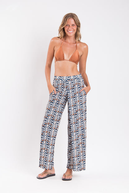 Model Front: Rio De Sol Beach Trousers Ikat Wide Pants