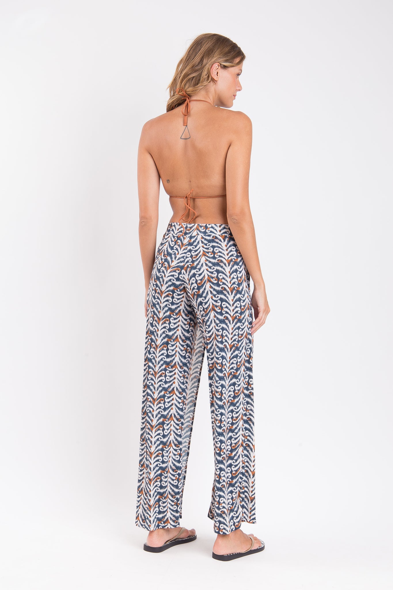 Model Back: Rio De Sol Beach Trousers Ikat Wide Pants