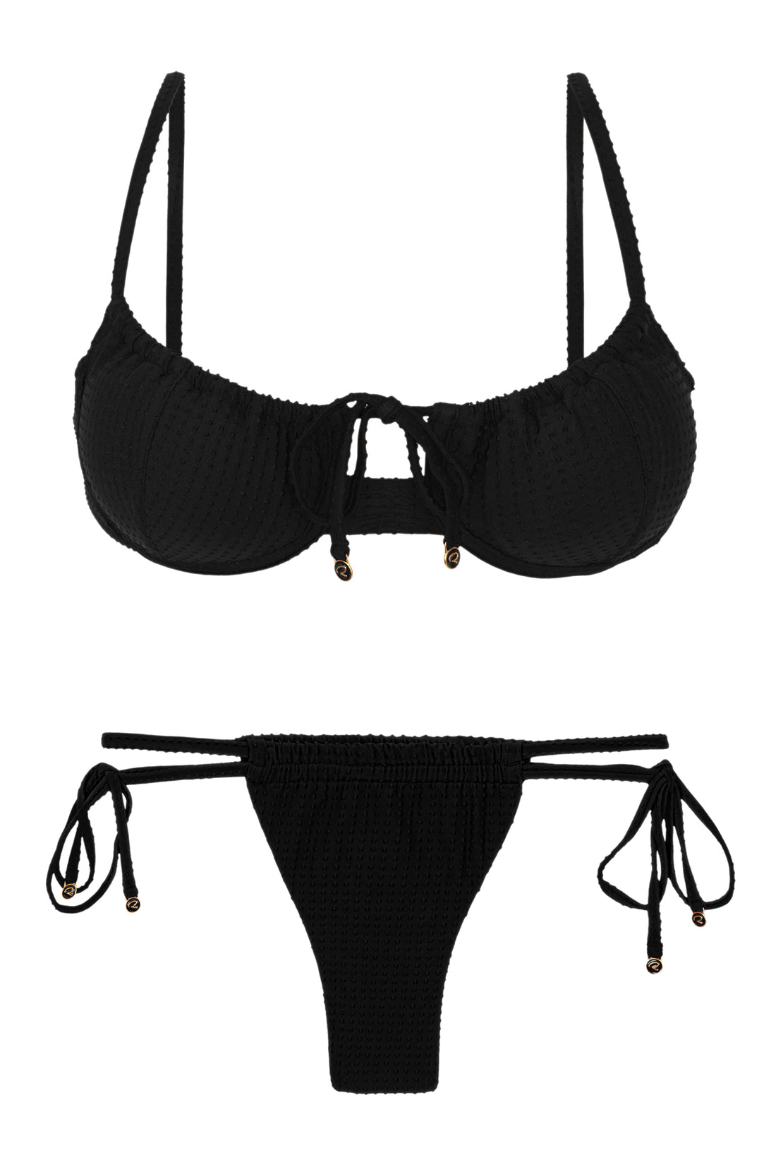 Product Front: Rio De Sol Set Set Dots-Black Balconet-Tie Pipa