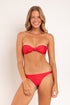 Model Front: Rio De Sol Set Set Microfibra-Chic-Red Bandeau-Joy Leblon