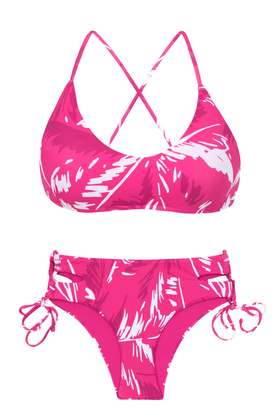 Product Front: Rio De Sol Set Set Pink-Palms Bralette Madrid