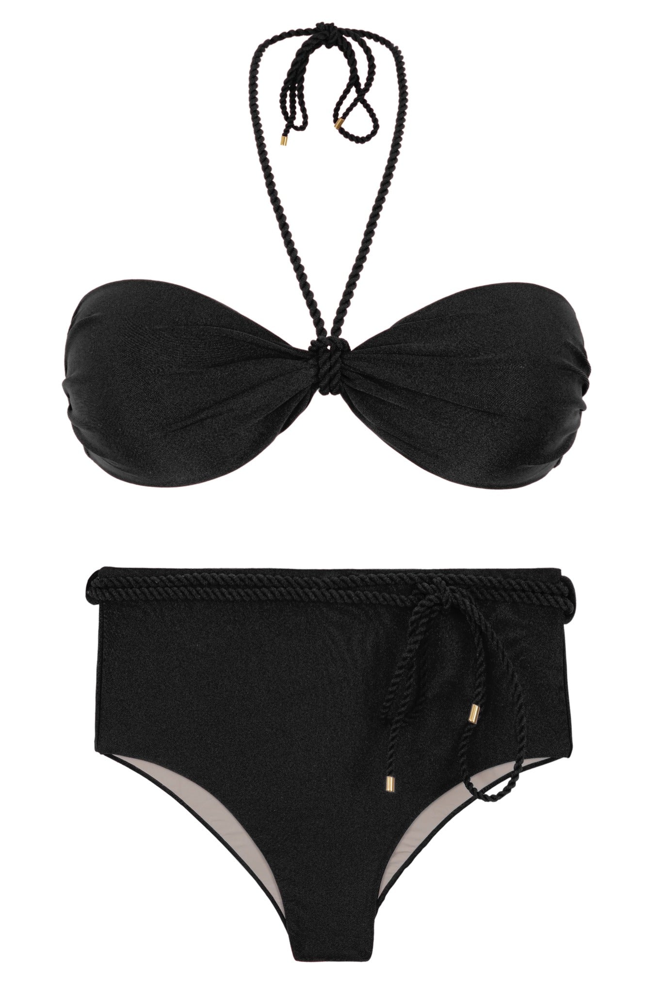 Product Front: Rio De Sol Set Set Shimmer-Black Twist Belted-High-Waist