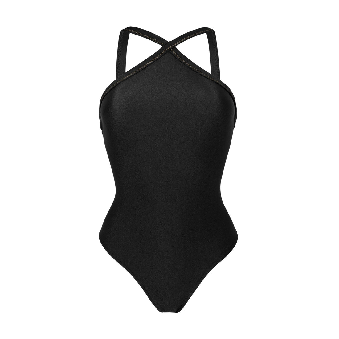Product Front: Rio De Sol One-Piece Shimmer-Black High-Neck